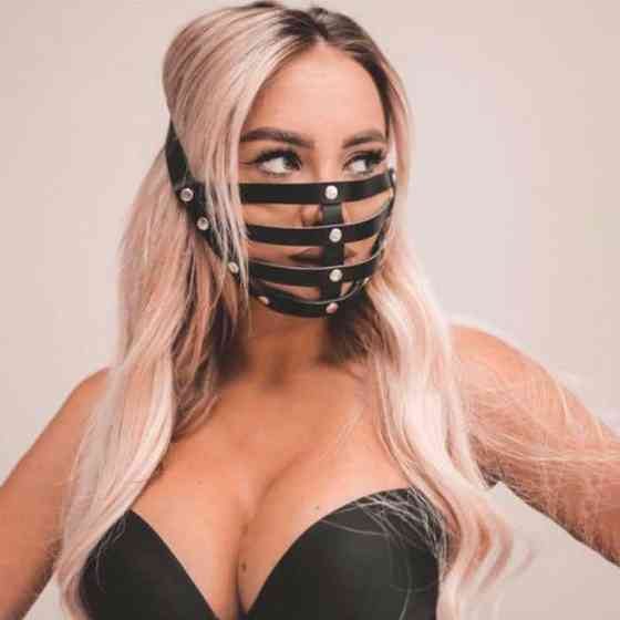 Маска зі шкіряних ремінців - Чорний - Садо-мазо Вінниця