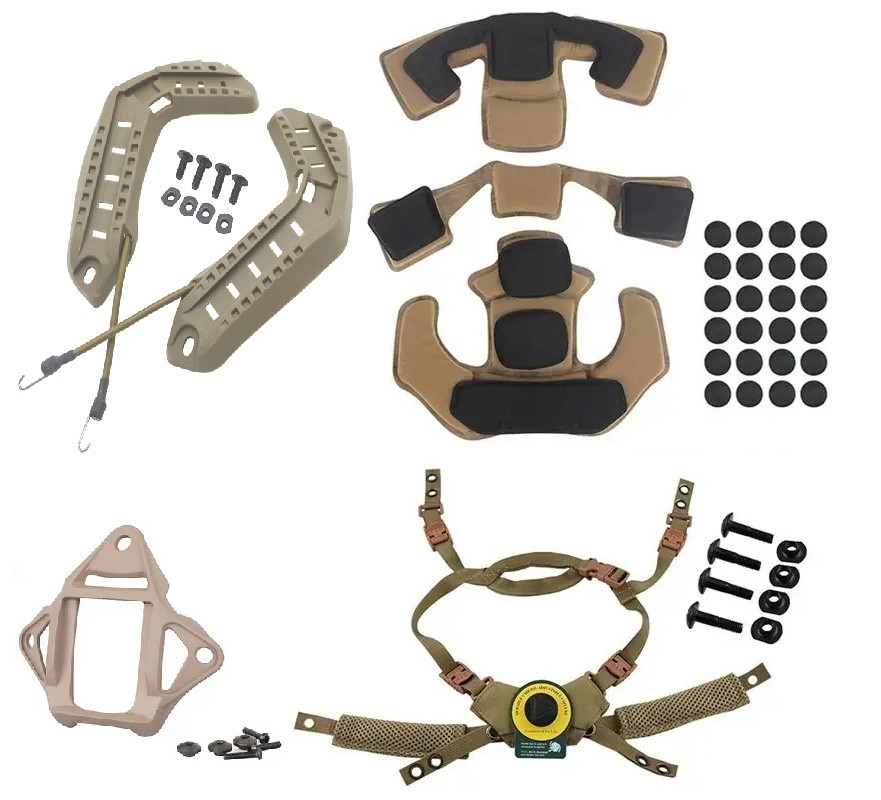 Обвес для шлема FAST подвесная система + защитные подушки + боковые рельсы ARC + шрауд (Койот) Винница - изображение 1