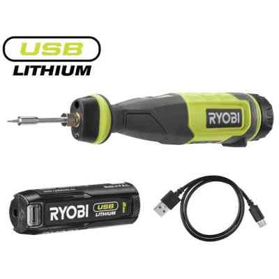 Паяльник электрический Ryobi RSI4-120G аккумуляторный, USB, Lithium 4V 2Ah, 460°С, подсветка (5133006146) Винница