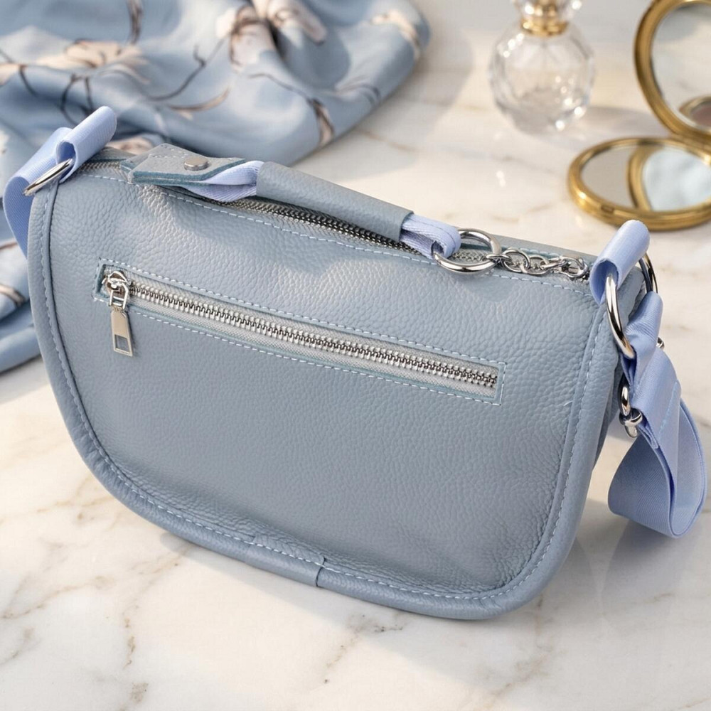 Полукруглая сумка для женщин из натуральной кожи Vintage 22908 Серо-голубой Киев - изображение 14