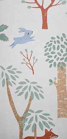 Шпалери флізелінові еко Rasch Kids World II 0.53х10 дитячі дерева звірі птиці на білому Київ