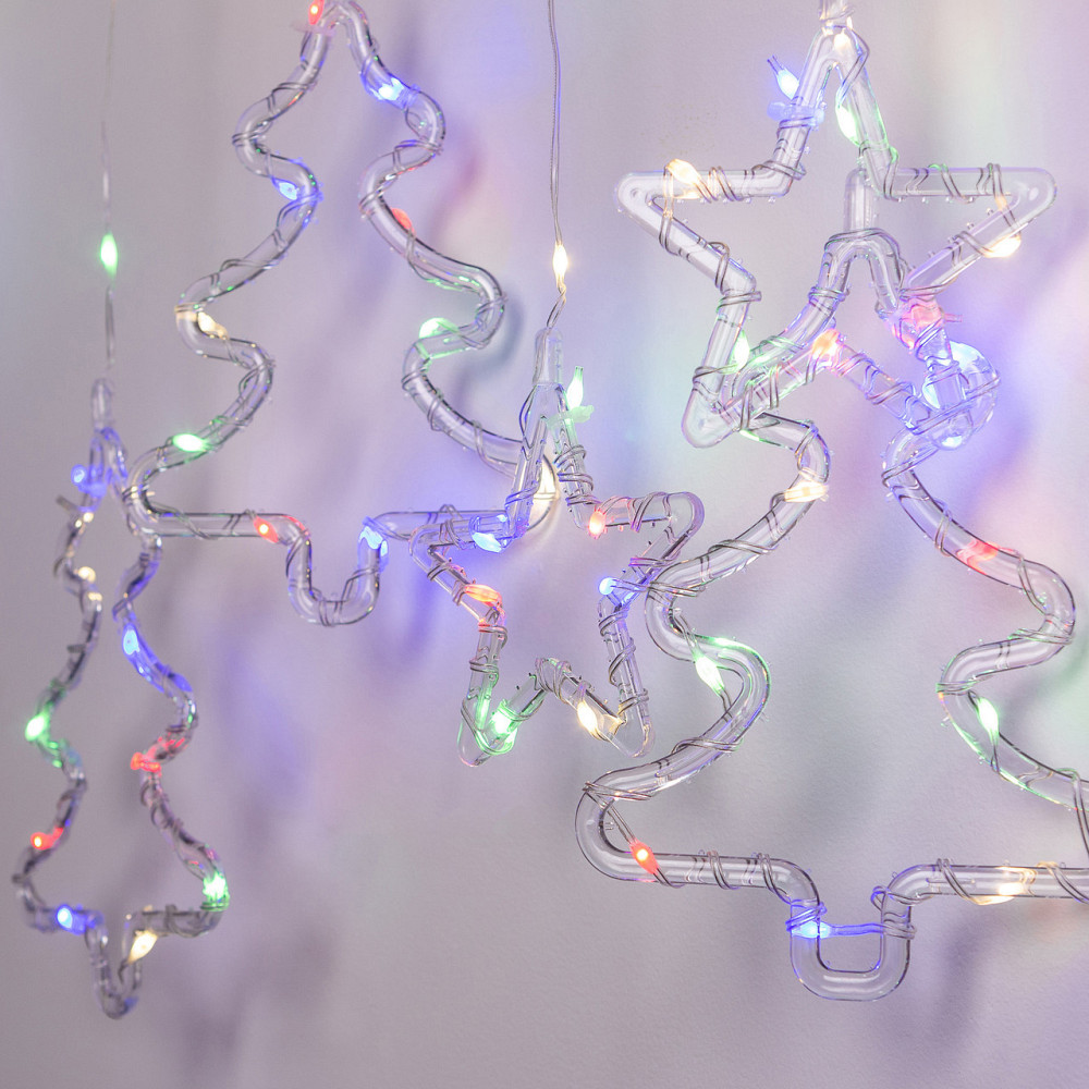 Гирлянда штора светодиодная GarlandoPro звезда и елка 120LED 3х0,9 м 8 режимов 1733069ML Киев - изображение 2