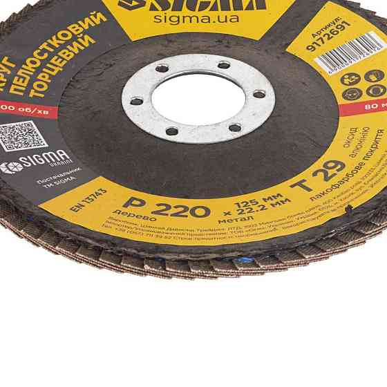 Круг лепестковый торцевой Т29 (конический) Ø125мм P220 SIGMA (9172691) Ровно