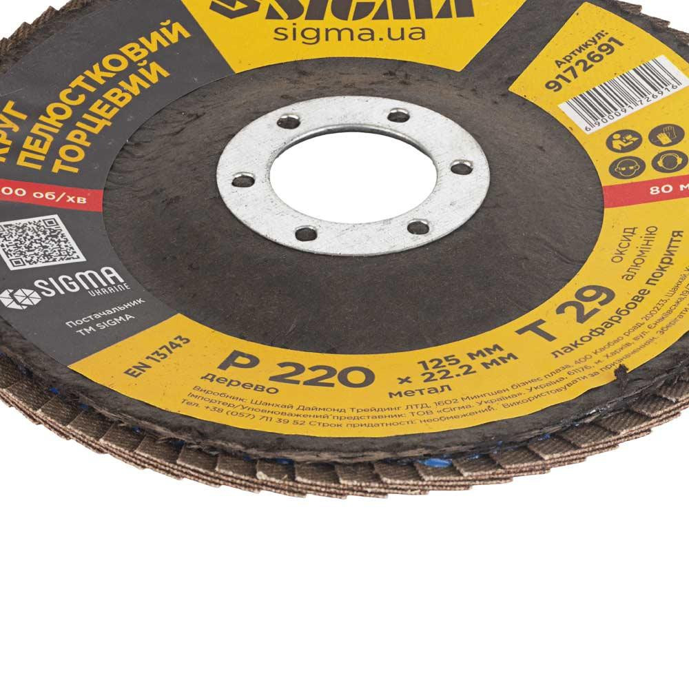 Круг лепестковый торцевой Т29 (конический) Ø125мм P220 SIGMA (9172691) Ровно - изображение 5