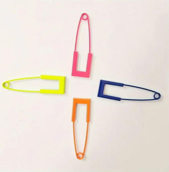 Набор декоративных булавок 4 шт – цветные геометрические шпильки-пуговицы 8 см Киев - изображение 4