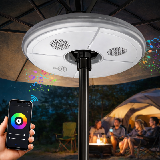 Світлодіодний ліхтар для парасольки Adyic (RGB): Bluetooth-динамік, портативний акумулятор для патіо та кемпінгу Київ
