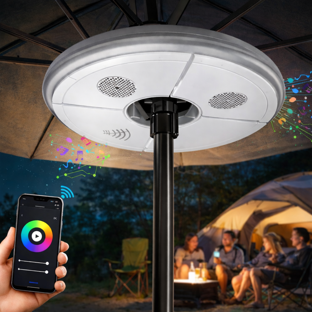 Світлодіодний ліхтар для парасольки Adyic (RGB): Bluetooth-динамік, портативний акумулятор для патіо та кемпінгу Київ - фото 1