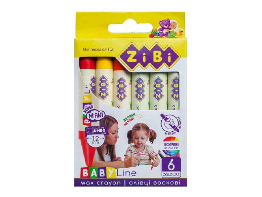 Олівці воскові SUPER JUMBO 6 кольорів, круглий корпус ZB.2484 ТМ ZiBi   Solmir Київ - фото 1