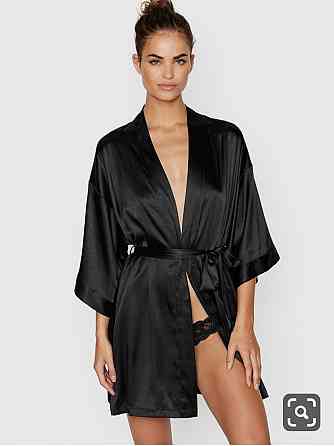 Комплект халат и пижама женская с кружевом майка+шорты Черный 3XL Харьков