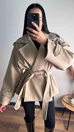 Стильний жіночий тренч-пальто з пальтової тканини без підкладки турецький кашемір світлий беж Одеса