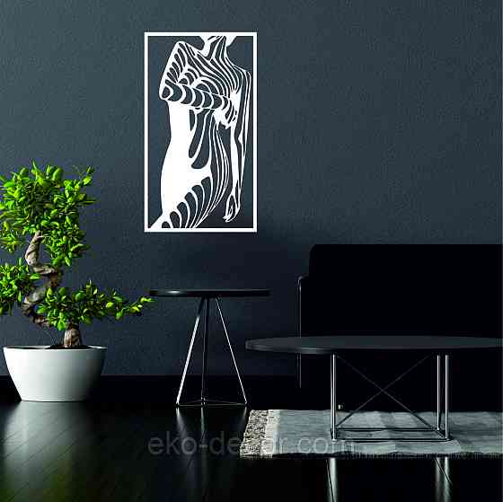Декоративное настенное Панно «Силуэт женщины», Декор на стену 110*61 см, Белый Киев