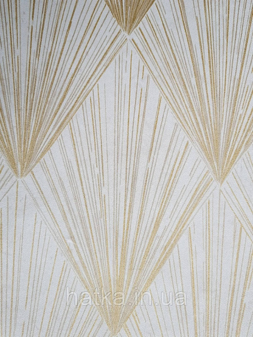 Шпалери вінілові на флізелін AS creation Metropolitan Stories II геометрія золоті промені смуги на пісочному Київ - фото 1