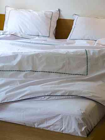 Ecotton Комплект постільної білизни Сімейний з вишивкою та кантом український хрестик Dark Gree Коломия