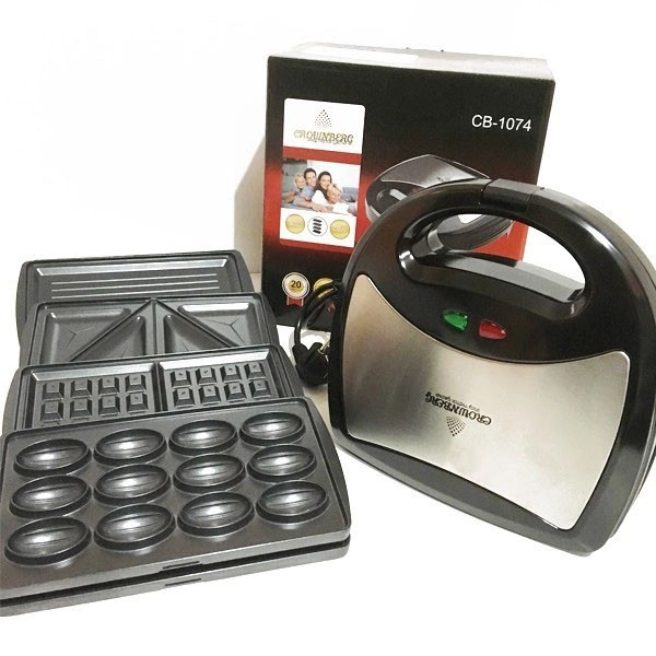 Гриль многофункциональный для дома Crownberg, Гриль электрический для кафе со сменными насадками KE-18 Львов - изображение 8