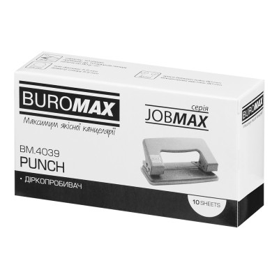 Дырокол Buromax металлический JOBMAX, до 10 листов, 100 х 55 х 50 мм, черный (BM.4039-01) Винница - изображение 6