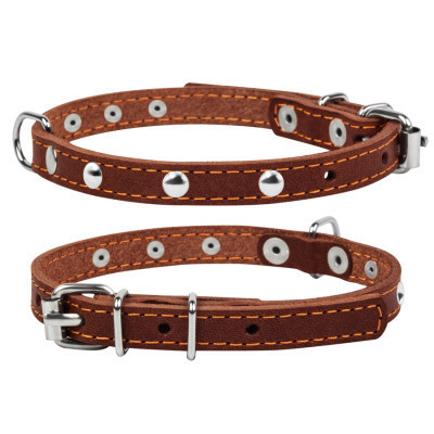 Ошейник для животных Collar одинарный с украшениями Ш 12 мм Д 24-32 см коричневый (00236) Винница - изображение 1