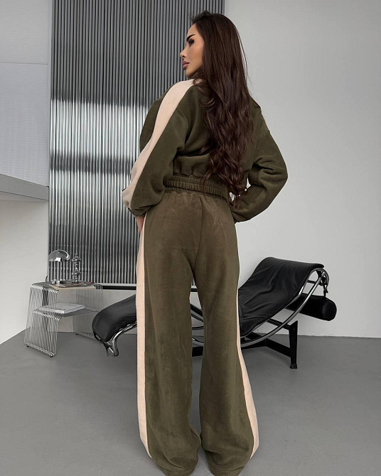 Женский теплый повседневный костюм с лампасами двойка двухсторонний флис Одесса - изображение 5