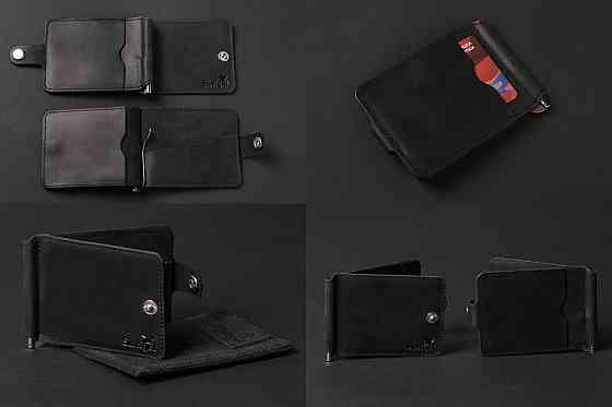 Затискач для купюр SHVIGEL 13787 з вінтажній шкіри Чорний Київ