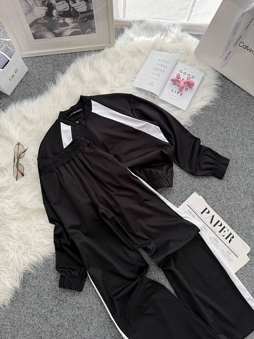 Жіночий прогулянковий костюм-двійка: кофта та штани трикотаж Чорний, 50/52 Одеса - фото 4