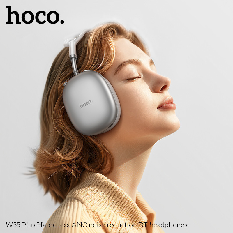 Бездротові накладні навушники HOCO W55 Plus Happiness ANC noise reduction BT headphones Silver Одеса - фото 5