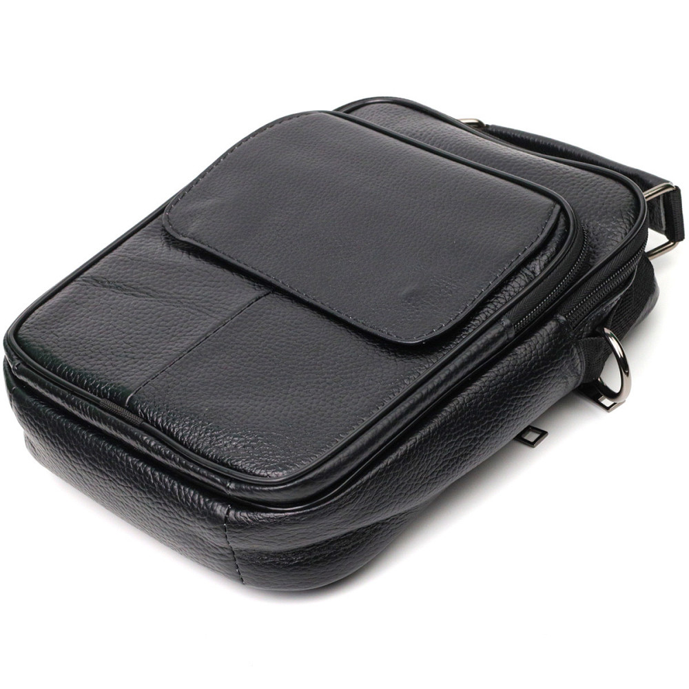 Практичний чоловічий месенджер із натуральної шкіри Vintage 21950 Чорний Київ - фото 7