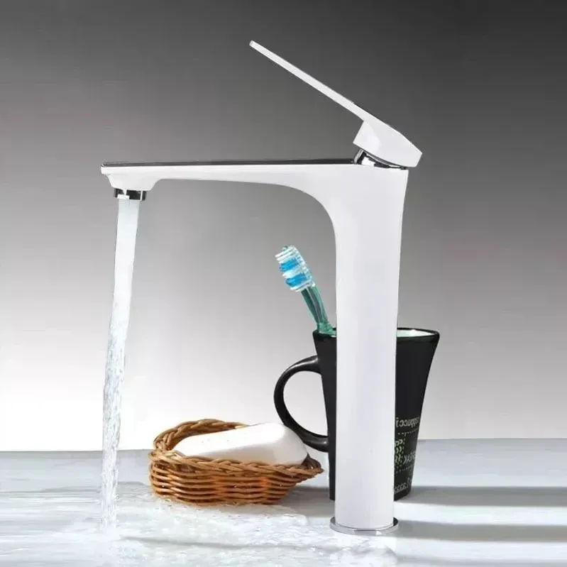 Смеситель для раковины высокий Frap F1052-54 белый/хром Киев - изображение 3