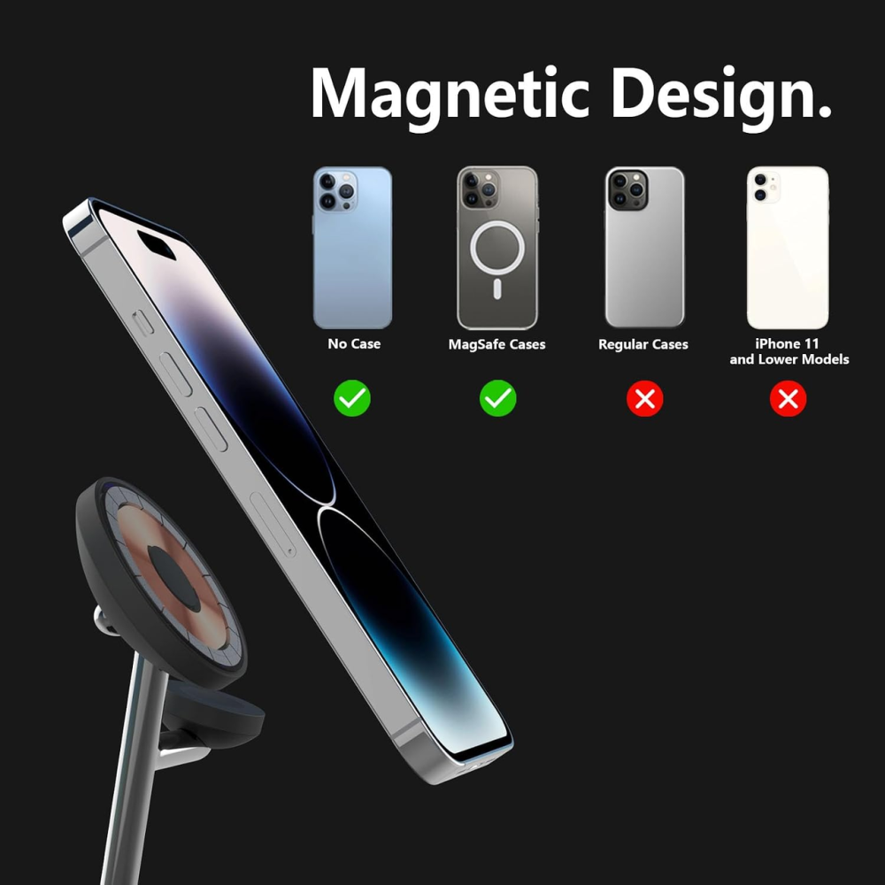 Зарядна станція Boaraino 3 в 1, магнітна бездротова зарядка для iPhone, Apple Watch та AirPods, 18 Вт, чорна Київ - фото 7
