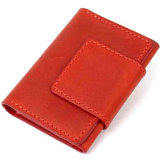 Шкіряна вінтажна візитниця GRANDE PELLE 11407 Червоний Київ