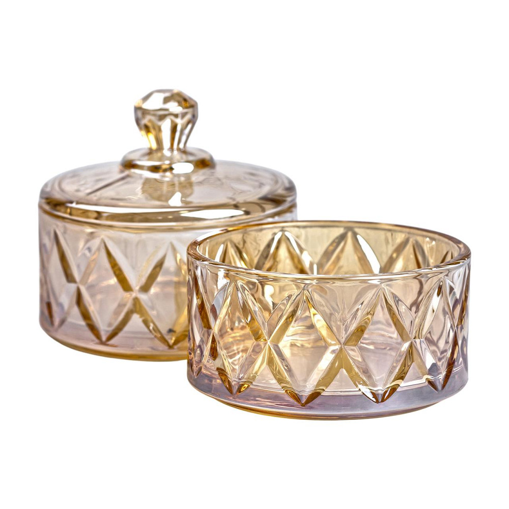 Цукерниця скляна із кришкою дворівнева Ø 10 см ваза конфетница коричнева HP-YH-81 Коломия - фото 4