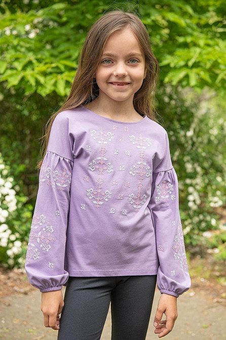 Вышиванка для девочек, сиреневая 95% х/б топ 146 Киев - изображение 1