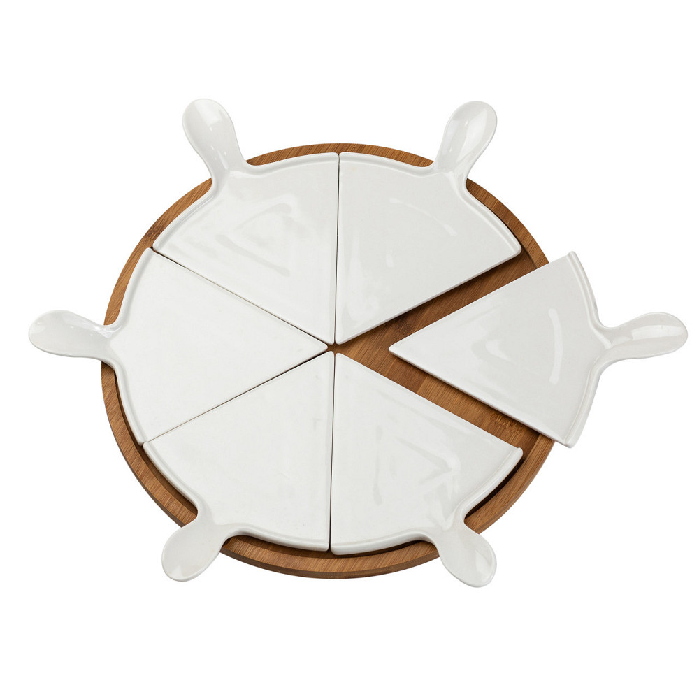 Вертка тарілка для піци 28 см з бамбуковою основою Київ - фото 3