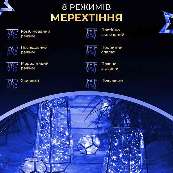 Гірлянда "Роса" на пульті, 50 м, 500 LED, зелений провід Київ