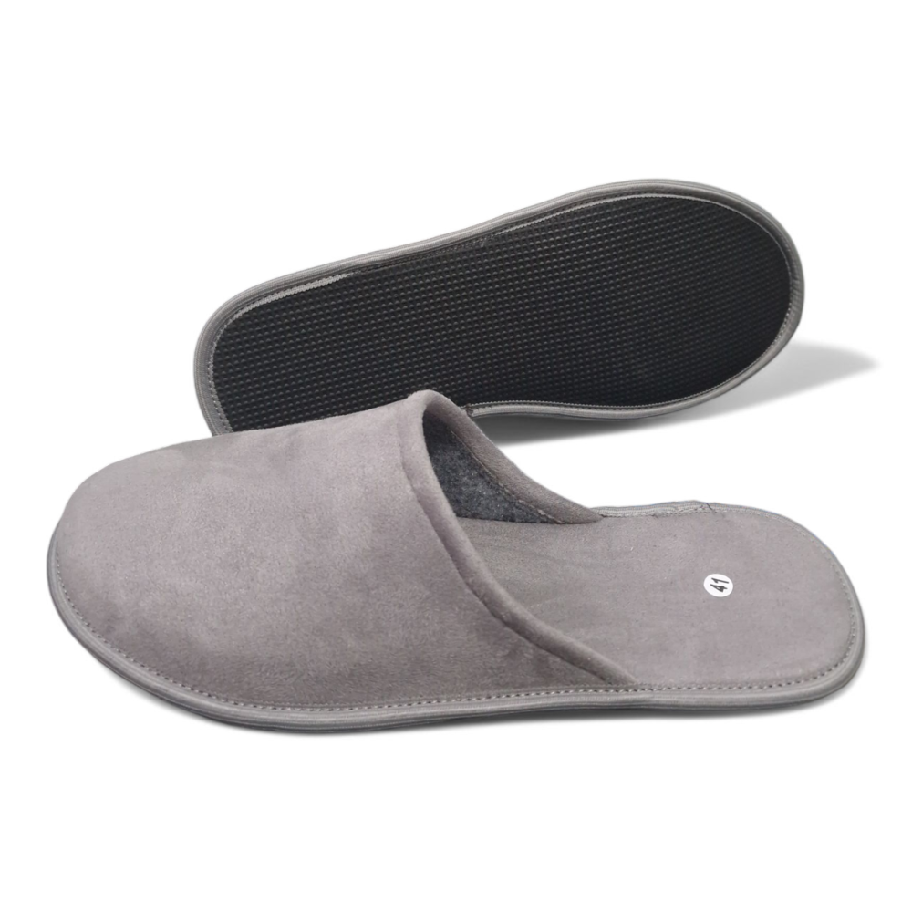 Тапочки мужские серые закрытый носок замш на трикотаже Одесса - изображение 3