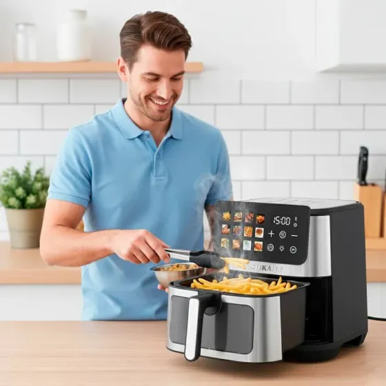 Аерофритюрниця SK-10115 10 л, 2600 Вт, сенсорне керування, антипригарне покриття, верхній та нижній нагрівання Одеса