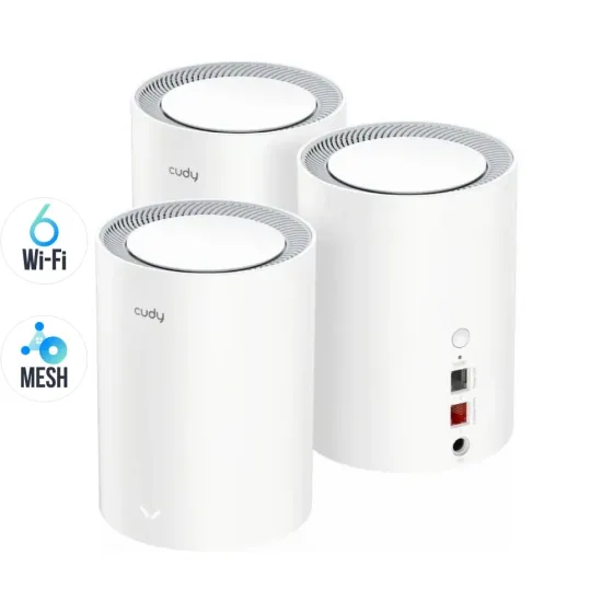 Маршрутизатор WiFi Mesh-система WiFi 6 2.5G Cudy M3000 V2.0 White (3-Pack) 3 штуки дводіапазонні AX3000 (73-00553) Київ