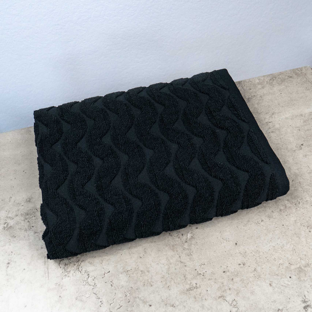 Комплект махровых полотенец Жаккардовых Волна 2шт GM Textile 50х90см, 70х140см 500г/м2 (Черный) Сумы - изображение 6