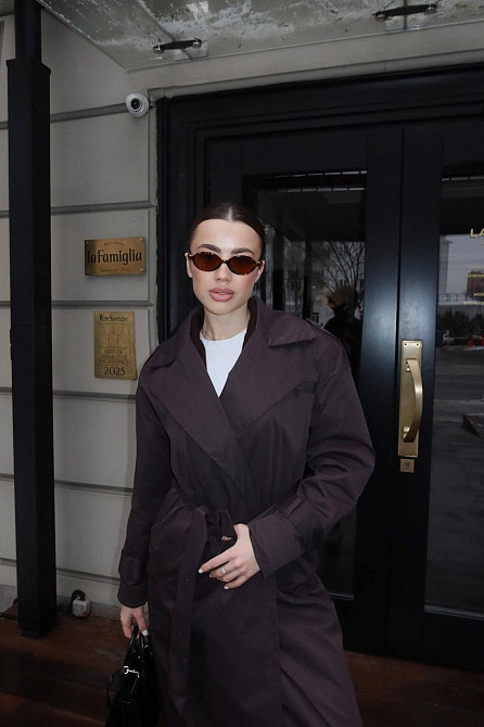 Женский стильный трендовый водоотталкивающий тренч качественный коттон + подклад Шоколад Одесса - изображение 4