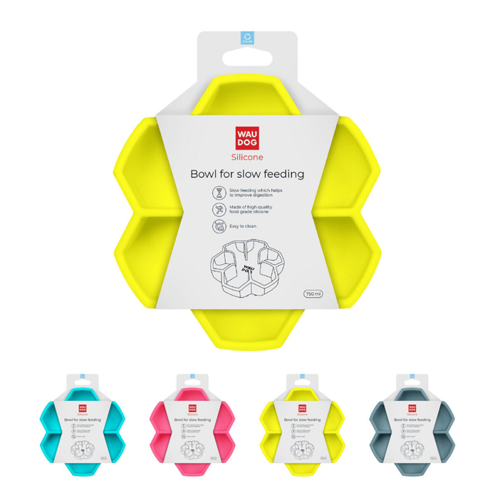 Миска для медленного питания WAUDOG Silicone, 750 мл, желтый Киев - изображение 1
