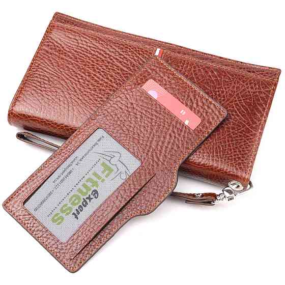 Оригинальный клатч из натуральной кожи KARYA 21180 Коричневый Киев