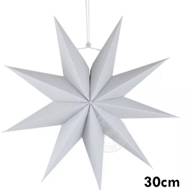 Картонная звезда матовая девятиконечная 30 см серый Киев - изображение 2