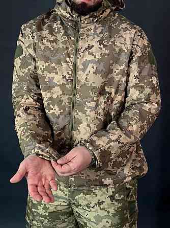 Тактическая куртка пиксель рип-стоп мужская с сеткой, капюшоном, мембраной и липучками Львов