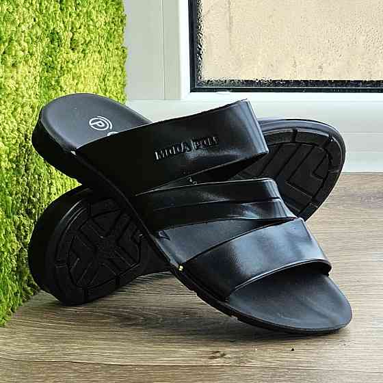 Мужские Шлёпанцы Тапочки Сланцы Чёрные Кожаные (размеры: 41,42,43,44,45) Днепр