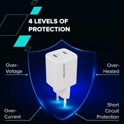 Зарядний пристрій Canyon CU35CC GaN 35W 2xPD EU White (CNS-CUW35CC) Вінниця - фото 8