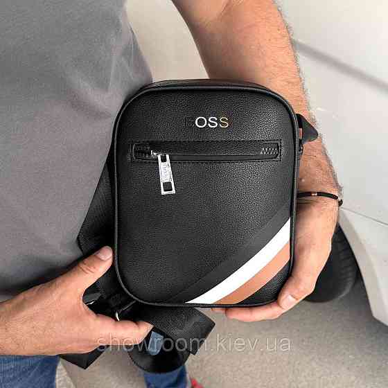 Мужская брендовая черная сумка Boss (6602) Киев