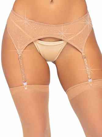 Пояс для чулок со стразами Leg Avenue Roxy бежевый, One Size Sex Aura Киев