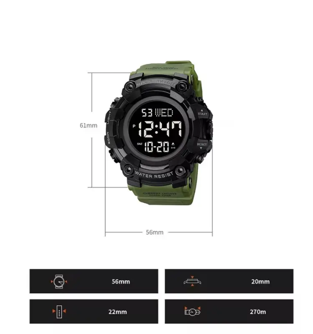 Тактичний чоловічий годинник Skmei 1968 Зелений Вінниця - фото 7