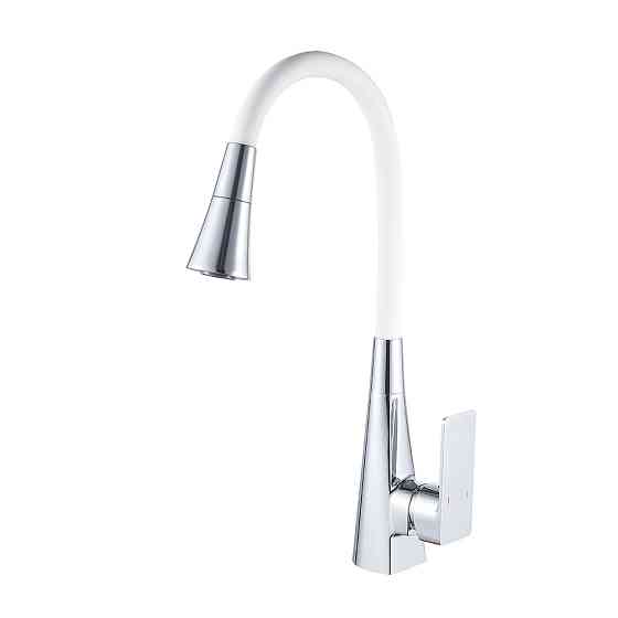 Смеситель для кухни Mixxus Etna 014-T (NUT) Refl.White латунный (Цвет хром+силиконовый излив белый) (MI8421) Черновцы