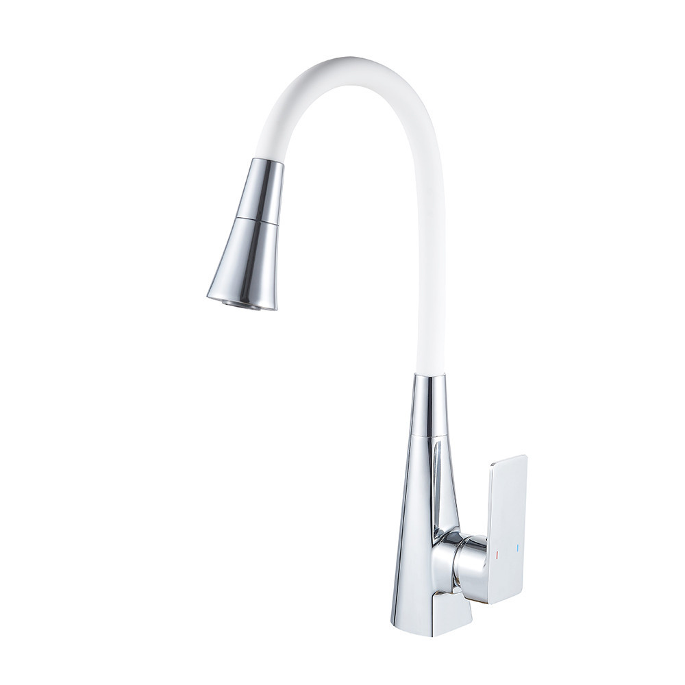 Смеситель для кухни Mixxus Etna 014-T (NUT) Refl.White латунный (Цвет хром+силиконовый излив белый) (MI8421) Черновцы - изображение 1