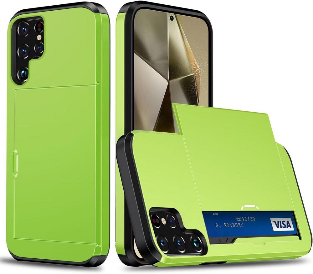 Чохол Wallet Armor для Samsung Galaxy S24 Ultra зелений подвійний захист PC+TPU ударостійкий слотовий Київ - фото 1