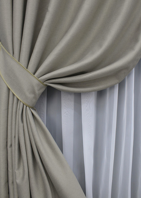 Комплект готових штор VR-Textil Шеніл однотонний № 1590ш Тауп 100х270 см 2 шт (31-951) Київ - фото 5